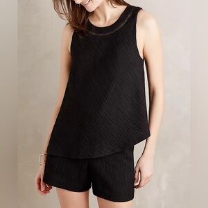 Anthropologie Santa Ana elevenses Black Sleeveless Mini romper Layered Overlay M